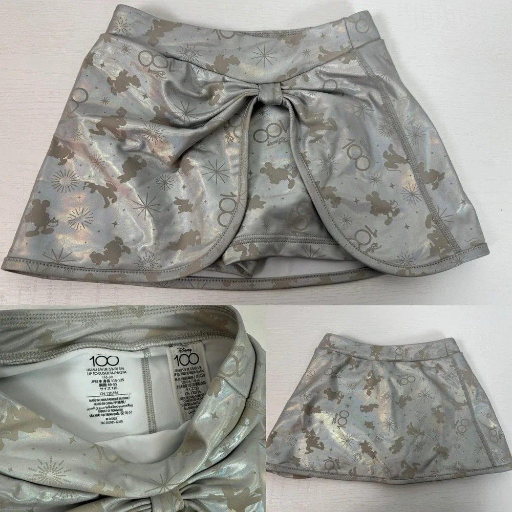 Disney Parks 100 Years Girls Shorts Skort Metallic Silver Limited Edition 5/6